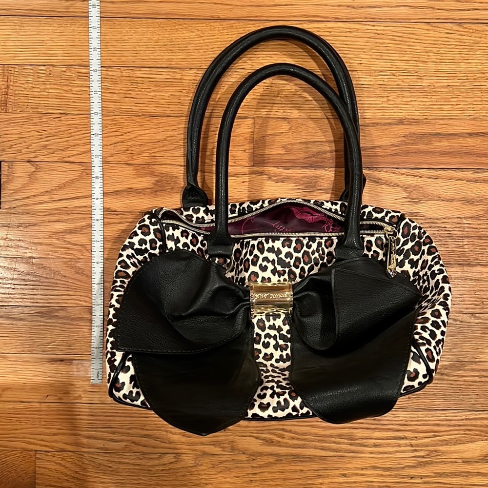 Betsey Johnson Leopard Print Big Bow Bag